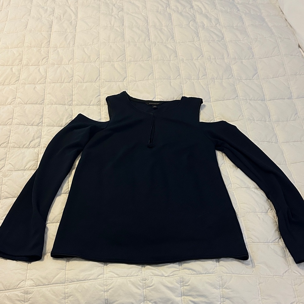 Banana Republic Navy Cold Shoulder Blouse
